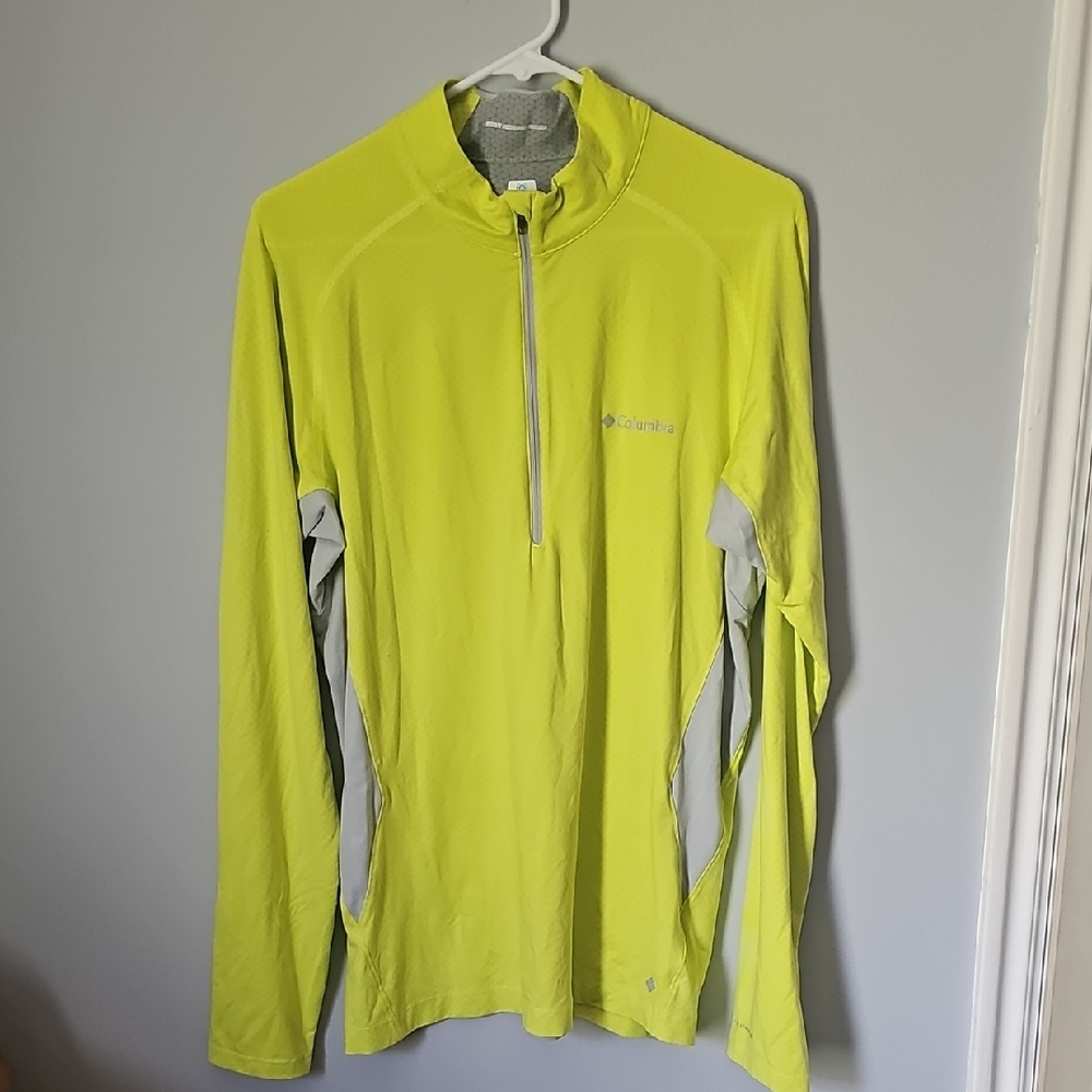 Columbia Men's Long Sleeve Shirt - Lime Green and Gray